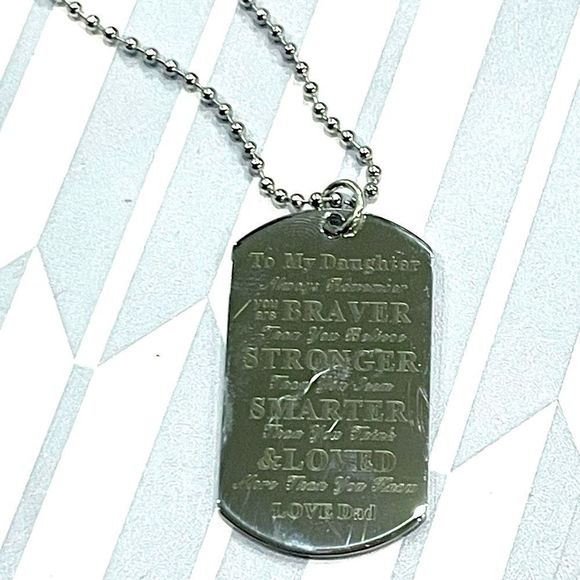 New To Daughter Love Dad Dog Tag Pendant Inspirational Gift Necklace - Picture 6 of 10